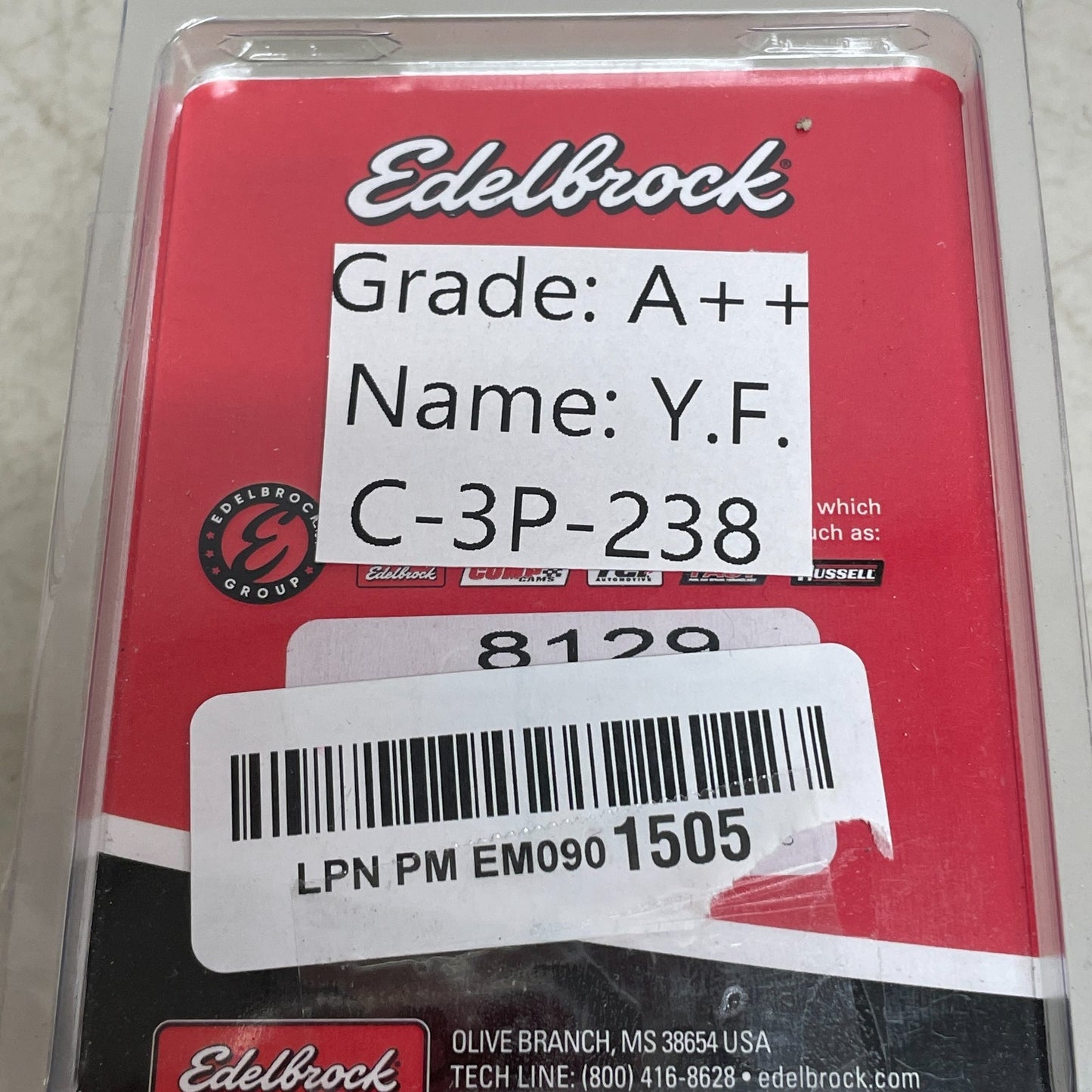 Edelbrock 8129 Polished Aluminum Inline Fuel Filter 3/8" Barb 40 Micron Element