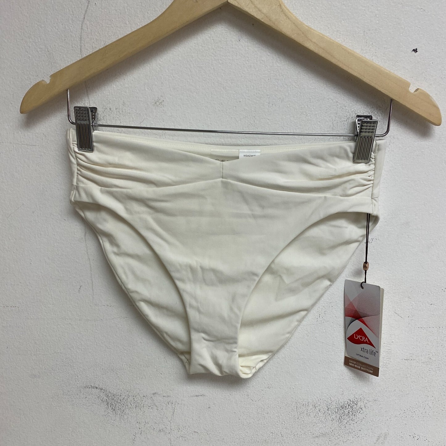 Calia Women's Swim Shirred V Front Mid Rise Bottom Cloud Cover WSA23415 New!