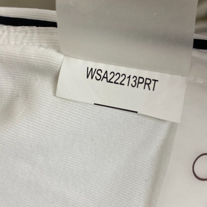 Calia Women's High Rise High Neck Power Sculpt Top Stripe White WSA22213PRT New!