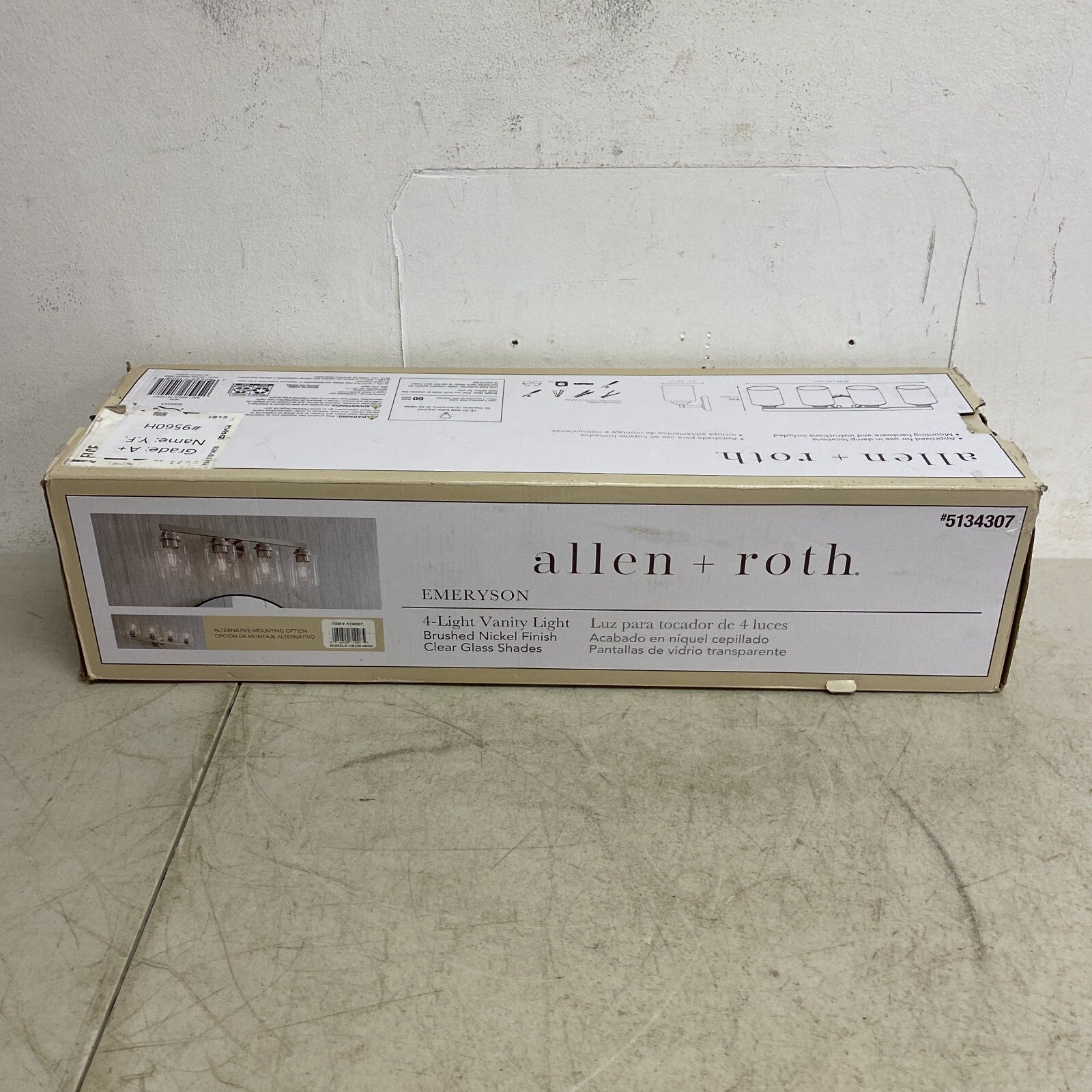 allen + roth Emeryson 4-Light Vanity Light Brushed Nickel Finish Clear Glass ...