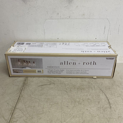 allen + roth Emeryson 4-Light Vanity Light Brushed Nickel Finish Clear Glass ...