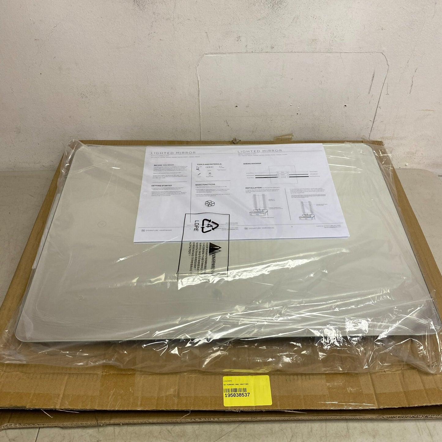 Signature Hardware 20''x27-1/2''x1-3/4'' LED Mirror 4mm copper-free silver m,,,,