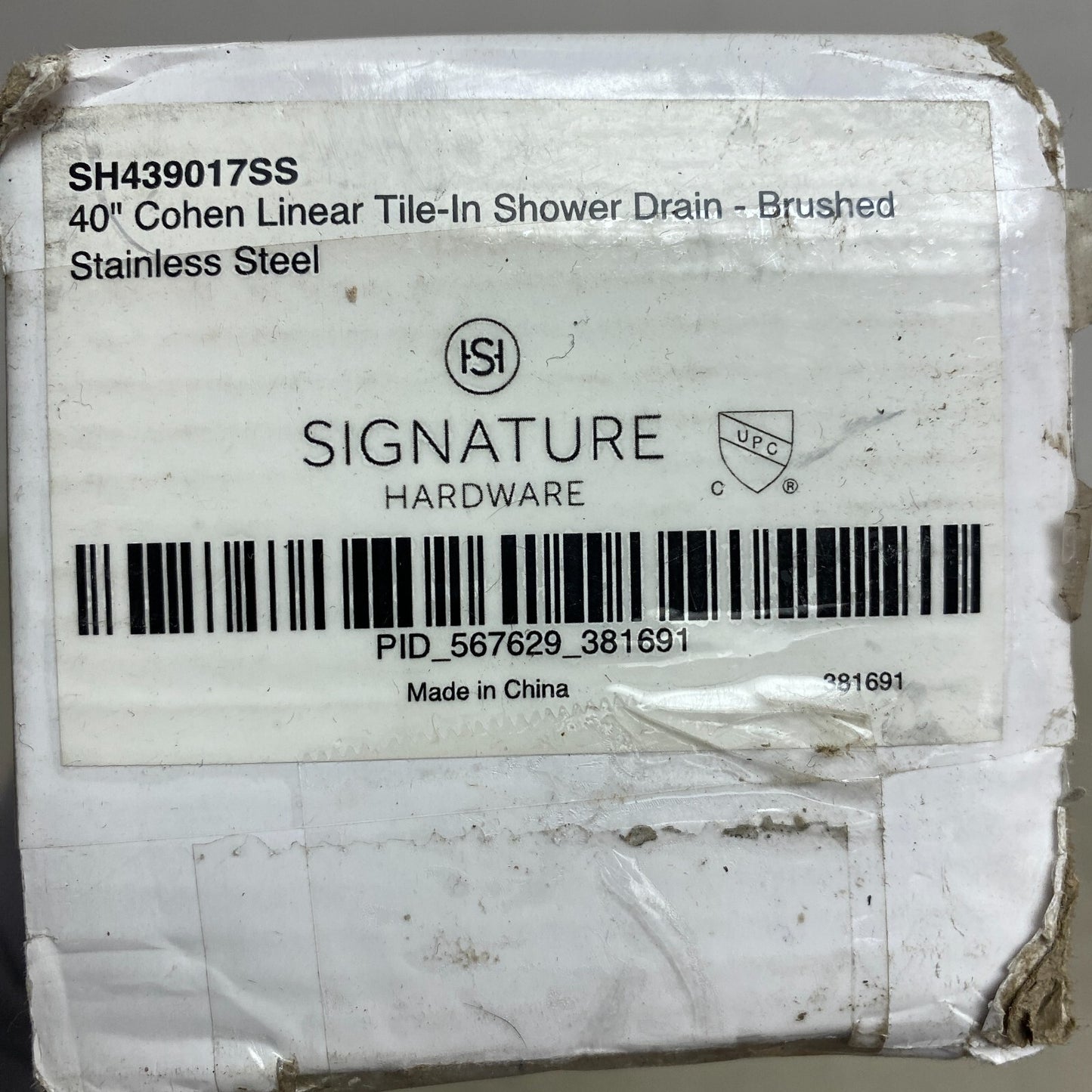 Signature Hardware 40" Cohen Linear Tile-In Shower Drain - Brushed Stainless....