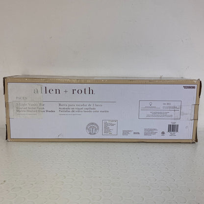 allen + roth 3-Light Vanity Bar Brushed Nickel Finish Marble-Washed Glass Shades