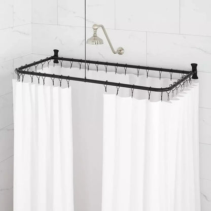 Signature Hardware 60"x27" D-Shaped Solid Brass Shower Curtain Rod