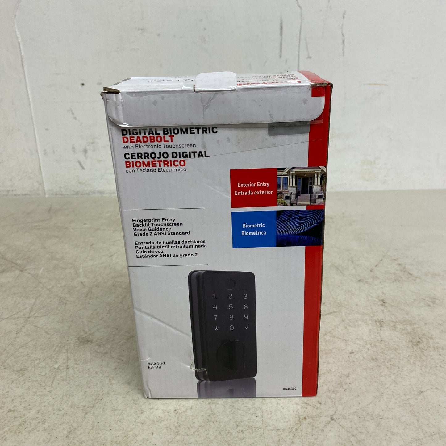 Honeywell Digital Biometric Deadbolt W/Electronic Touchscreen 8635302 Black