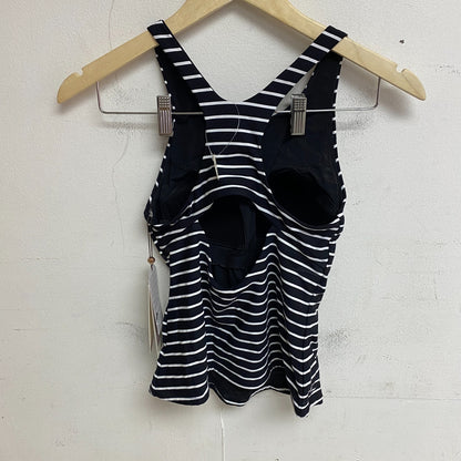 CALIA Women's High Support Tankini Swim Top Stripe Black/ White WSA23302PRT