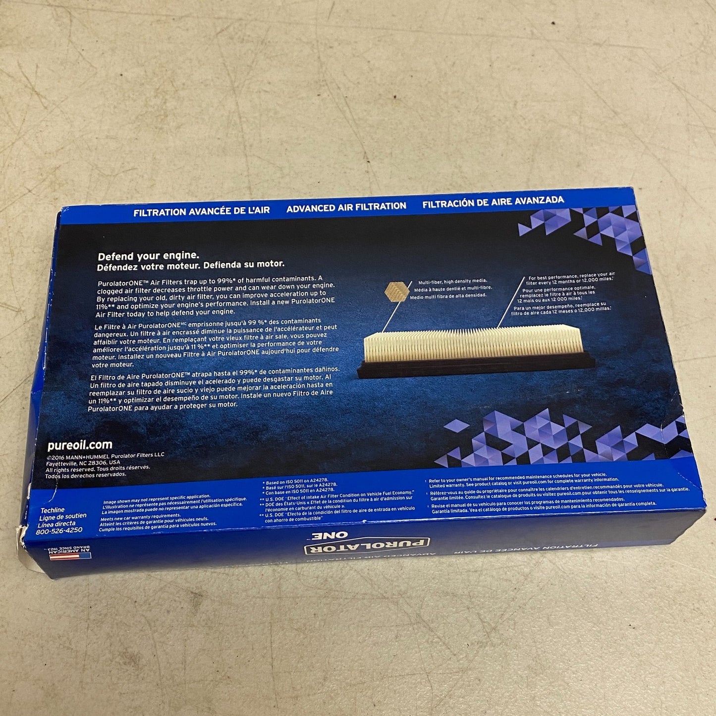 PUROLATOR One Air Filter Engine Panel  White Model A24601