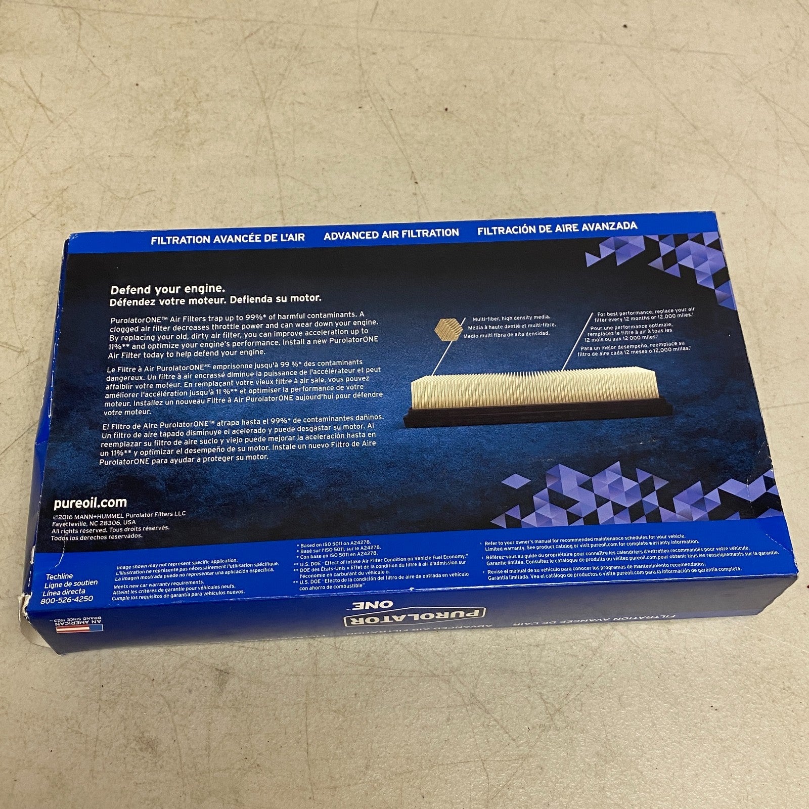 PUROLATOR One Air Filter Engine Panel  White Model A24601