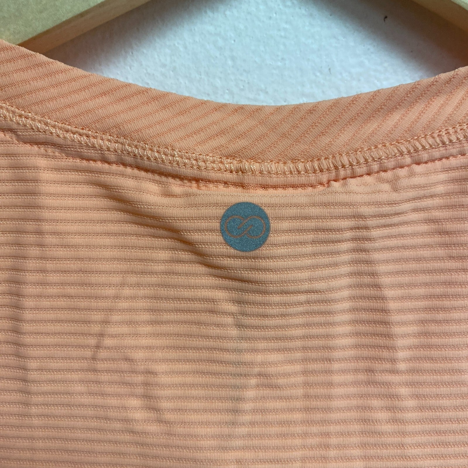 Calia Womens Renew Tank Peach Glow  Relaxed Fit Round Neck Striped WAX11165