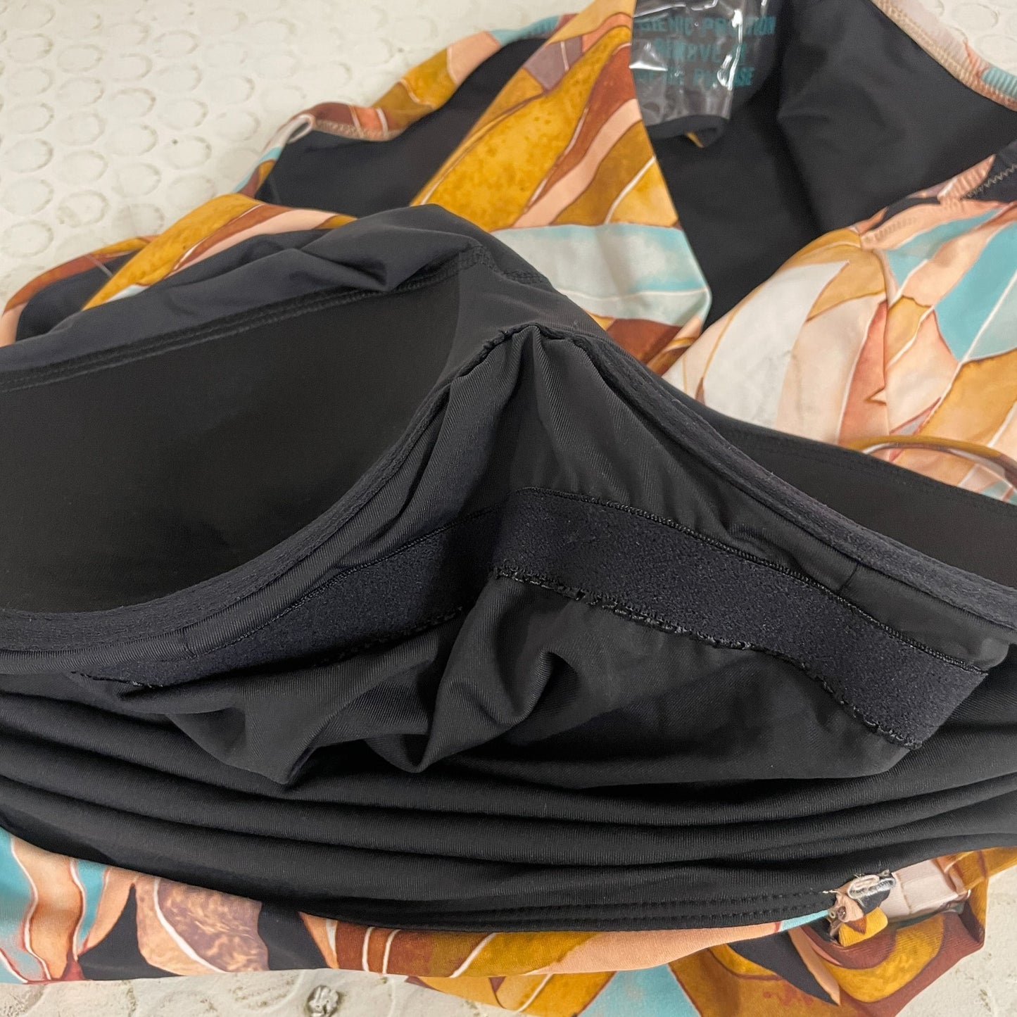 Calia Womenâs One Shoulder Power Sculpt Swim Top Rust Floral WSA22114PRT