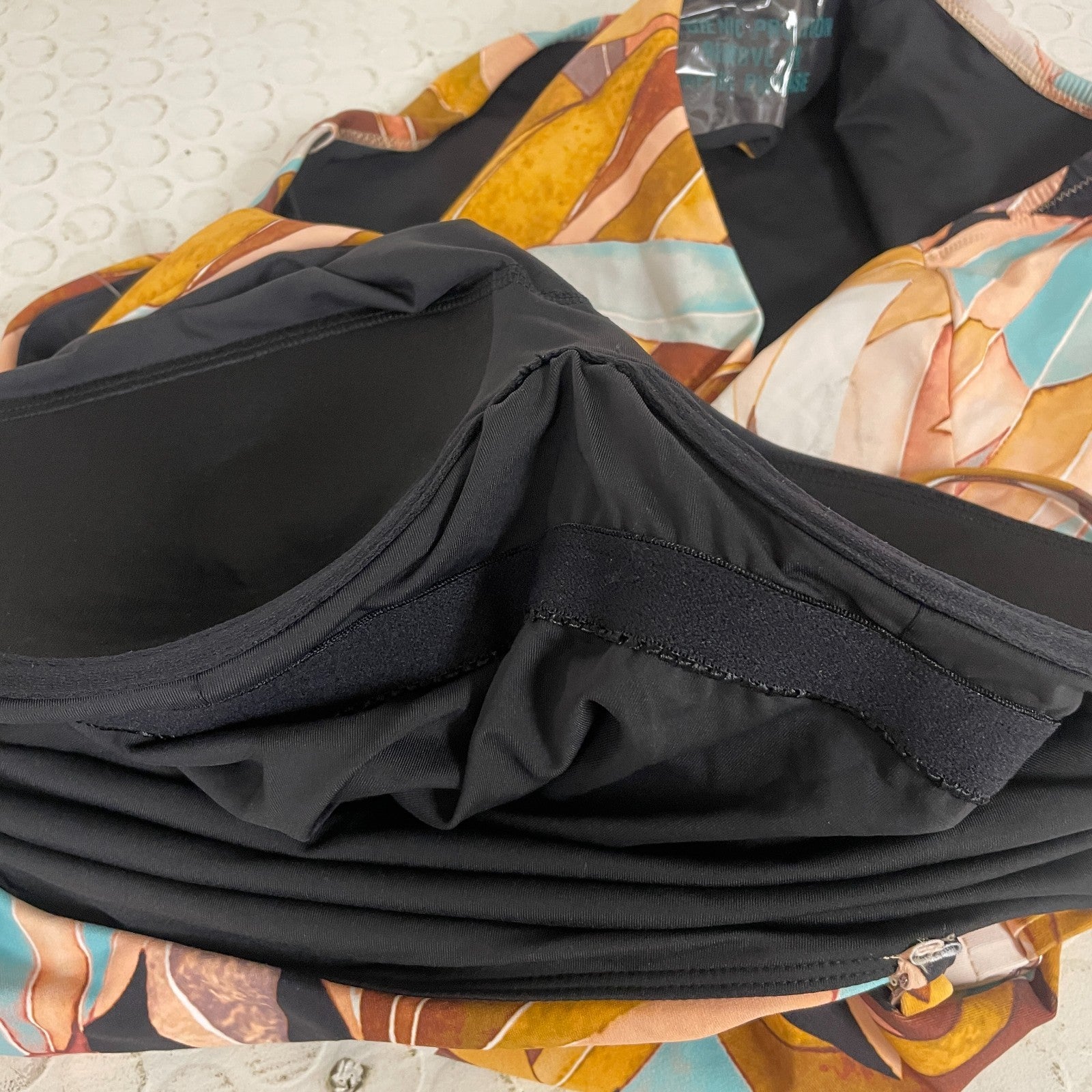 Calia Womenâs One Shoulder Power Sculpt Swim Top Rust Floral WSA22114PRT