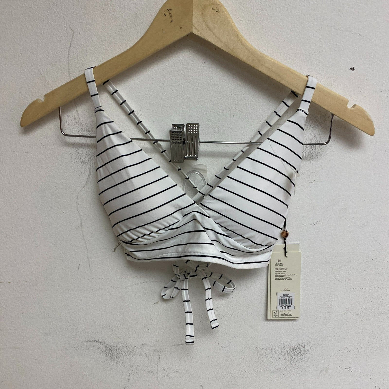 Calia Womens High Rise High Neck PowerSculpt Top Stripe White WSA22213PRT