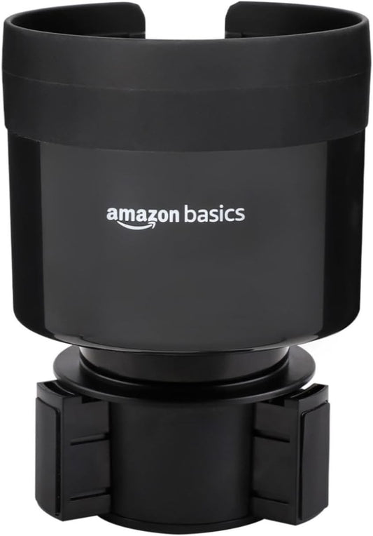 Amazon Basics Car Cup Holder Expander Adjustable Base Fits Large Bottles Black