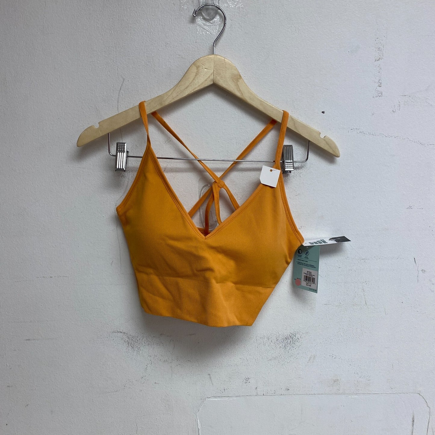 DSG Women's Low Support Seamless Ribbed Halter Strappy Bra Light Orange DAW11710