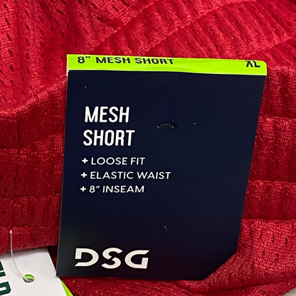 DSG Boy's 8" Training Pocketless Mesh Short Loose Fit Elastic Waist Tango Red