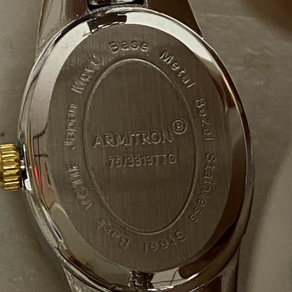 Armitron Women's Bracelet Watch Gold/Silver Band Crystals Bezel 75/3313TTG.