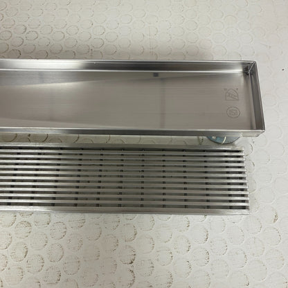 Signature Hardware 48" Carmen Linear Shower Drain Brushed Stainless Steel
