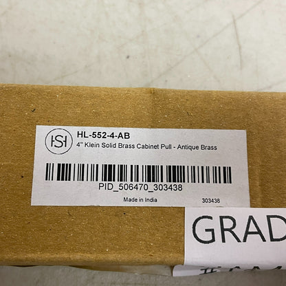 Signature Hardware 4" Klein Solid Brass Cabinet Pull Antique Brass HL-552-4-AB