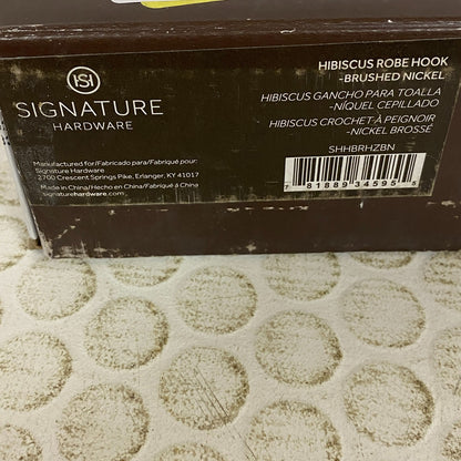 Signature Hardware Hibiscus Robe Hook - Brushed Nickel Finish SHHBRHZBN