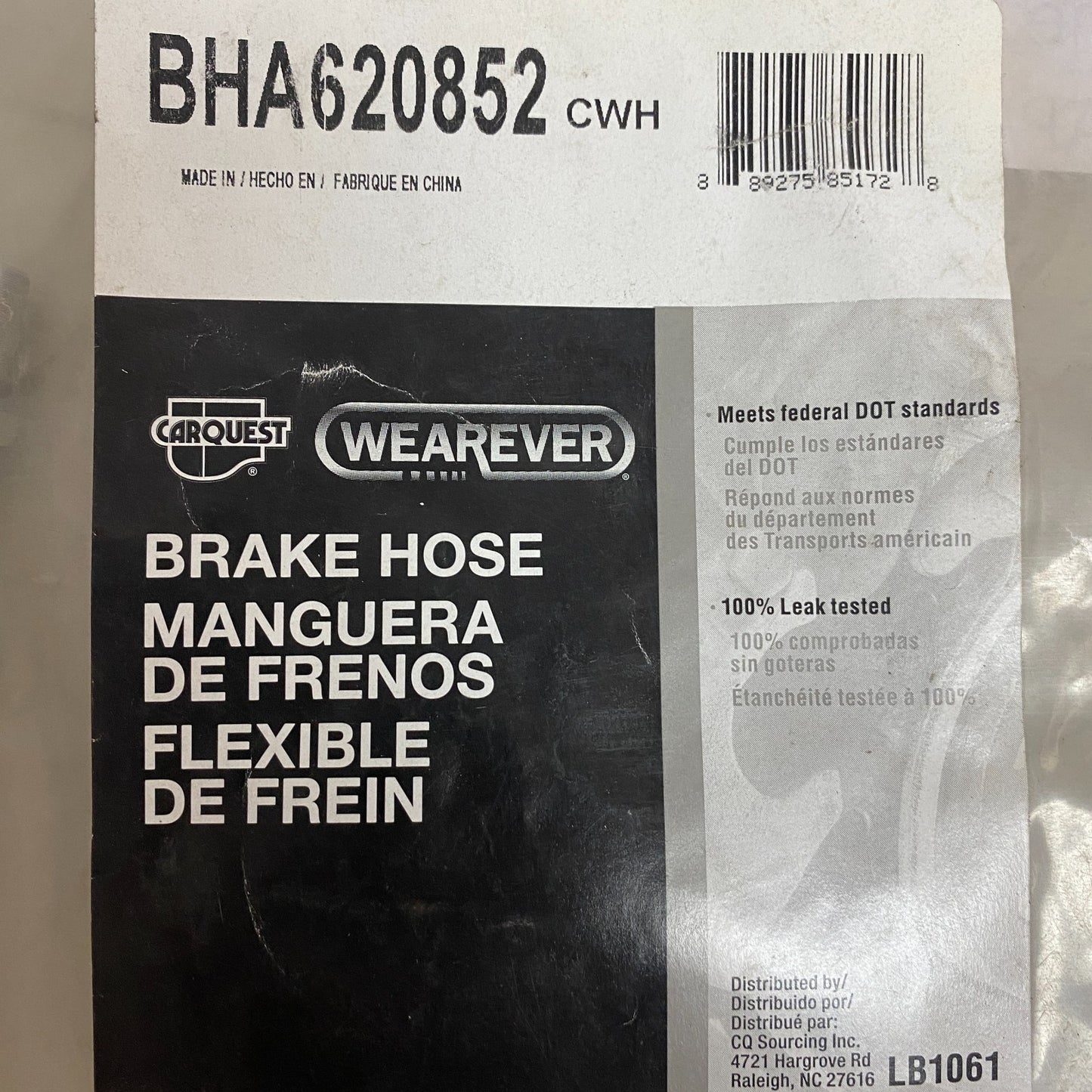 CARQUEST Brake Hydraulic Hose Black EPDM Rubber 21.38″ Model BHA620852