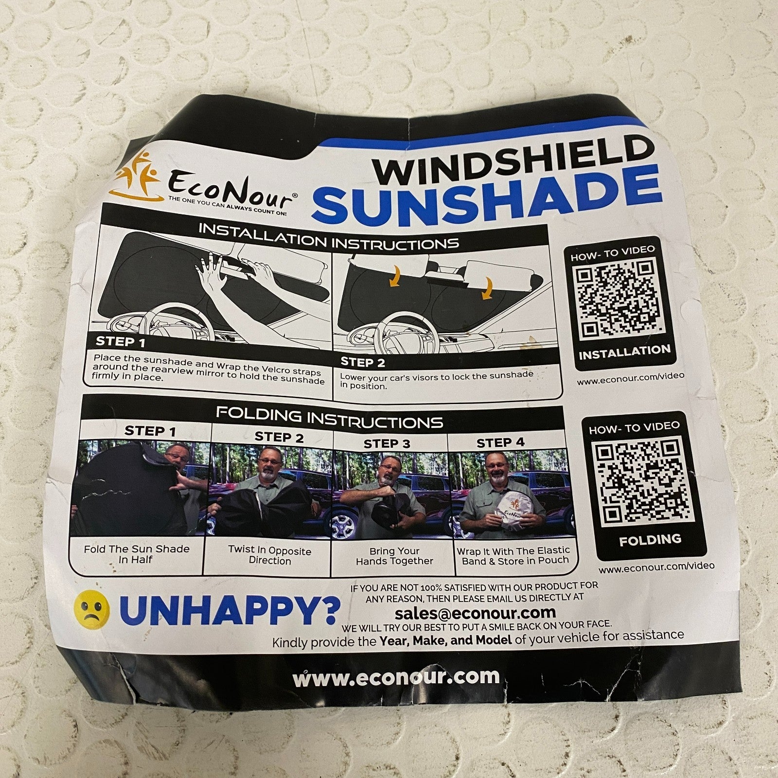 EcoNour Car Windshield Sun Shade Medium 64"x32" UV Heat Block for SUV Truck