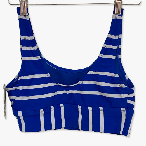 DSG Womenâs Long Line Scoop Neck Sports Bra Speed Stripe Blue DSW2786PRTZ