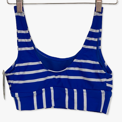 DSG Womenâs Long Line Scoop Neck Sports Bra Speed Stripe Blue DSW2786PRTZ