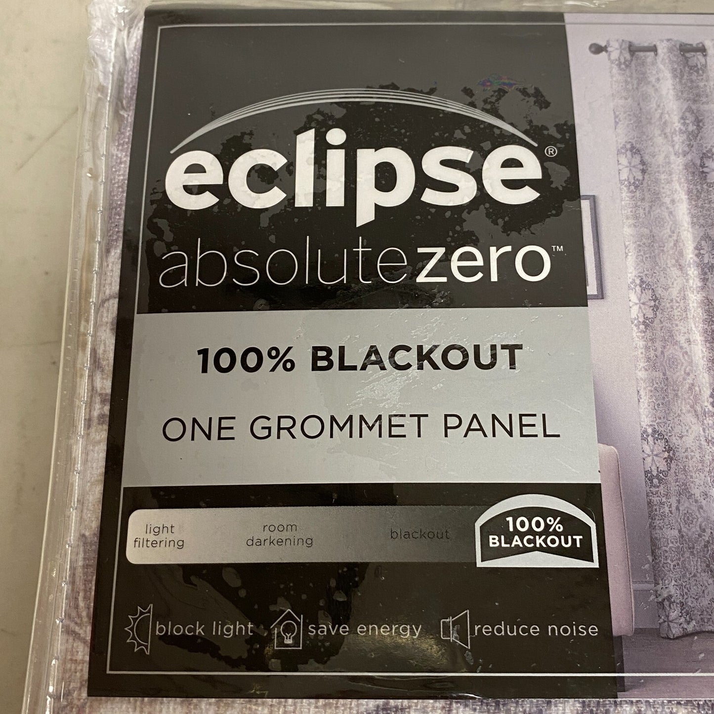 Eclipse Martina Medallion Absolute Zero 100% Blackout Curtain Panel  40 inx84 in