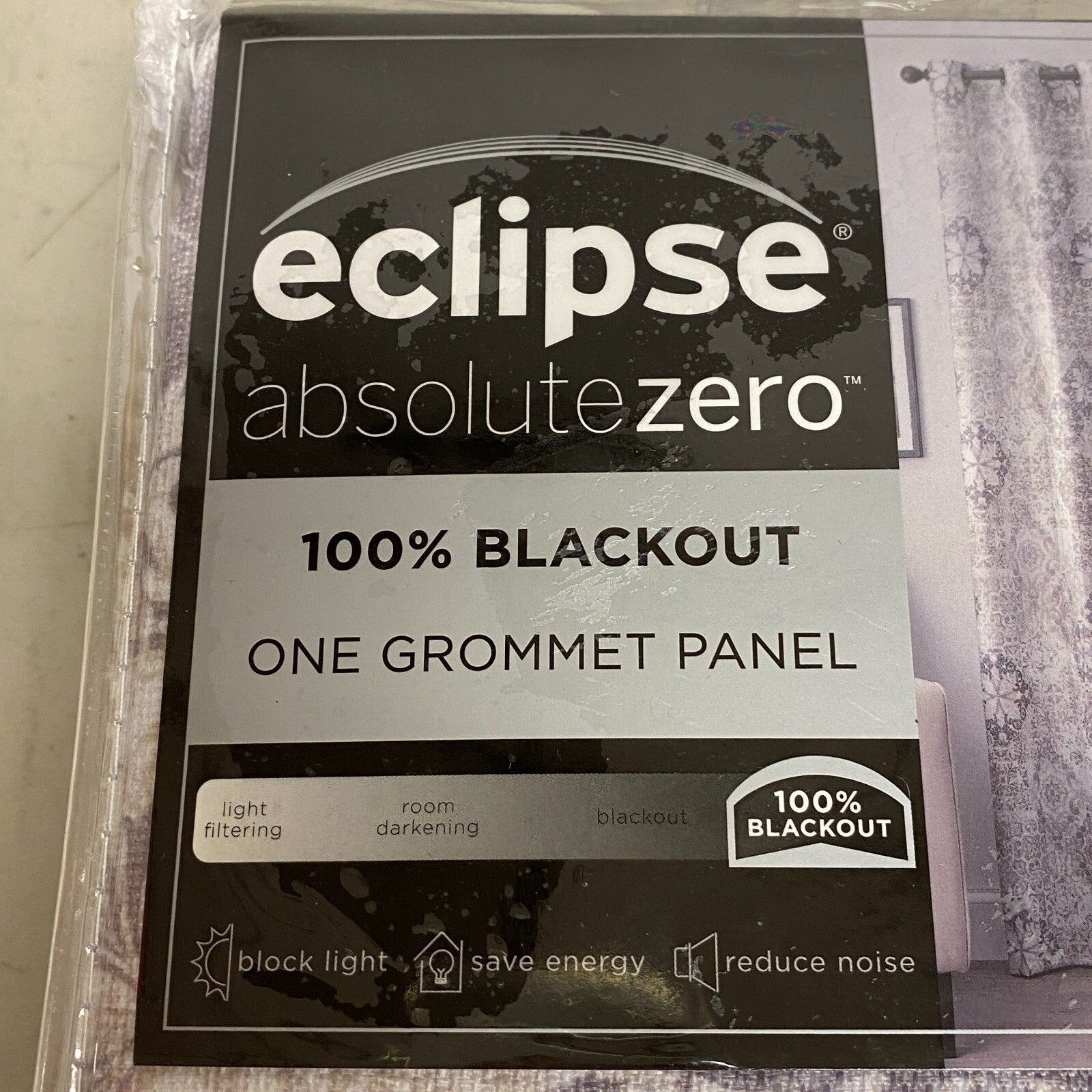 Eclipse Martina Medallion Absolute Zero 100% Blackout Curtain Panel  40 inx84 in