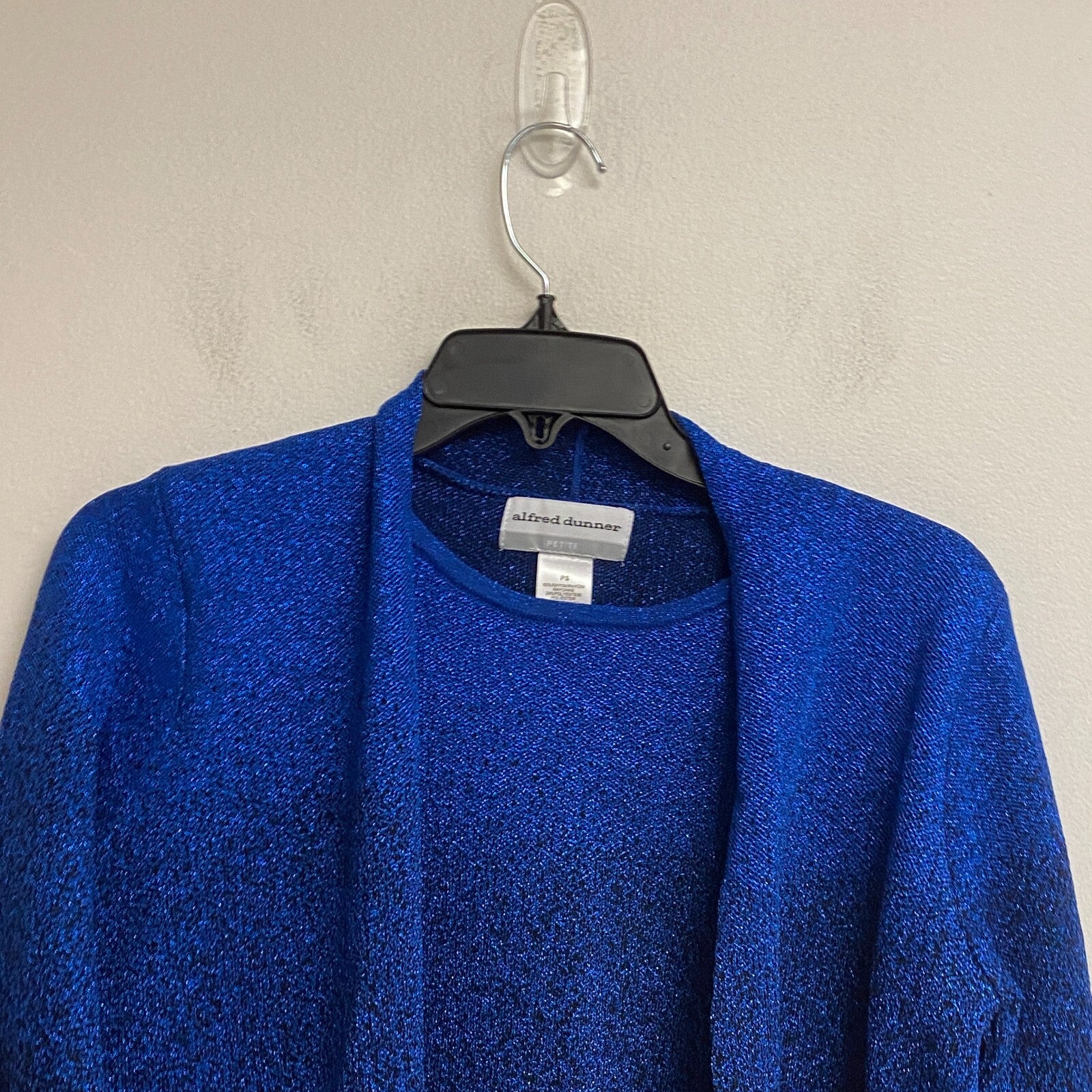 Alfred Dunner Women's 3/4 Sleeve Layered Look Cardigan Sweater Size PS Cobalt
