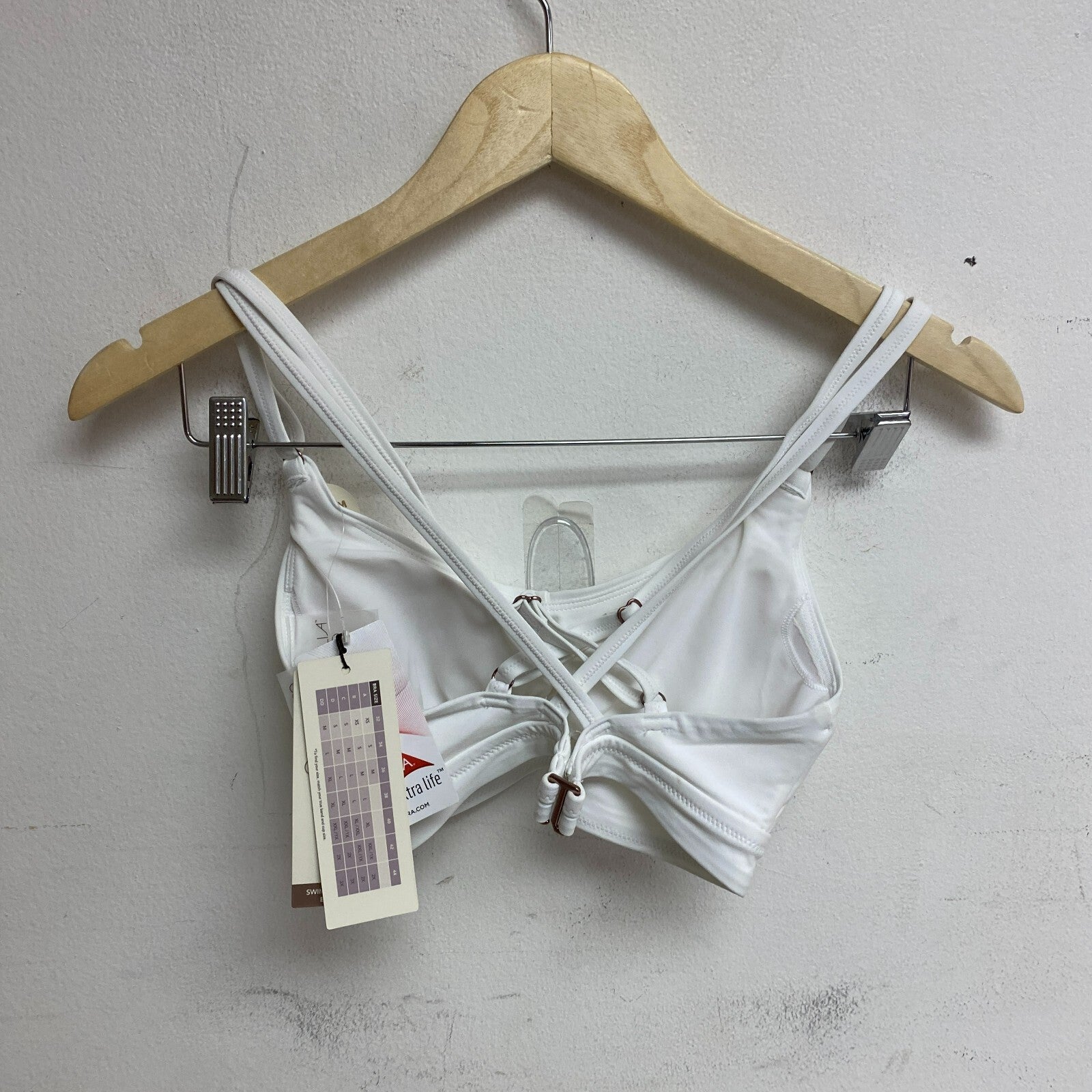 Calia Womens Runched Front Cross Top PURE WHITE Solid WSA23204PRT