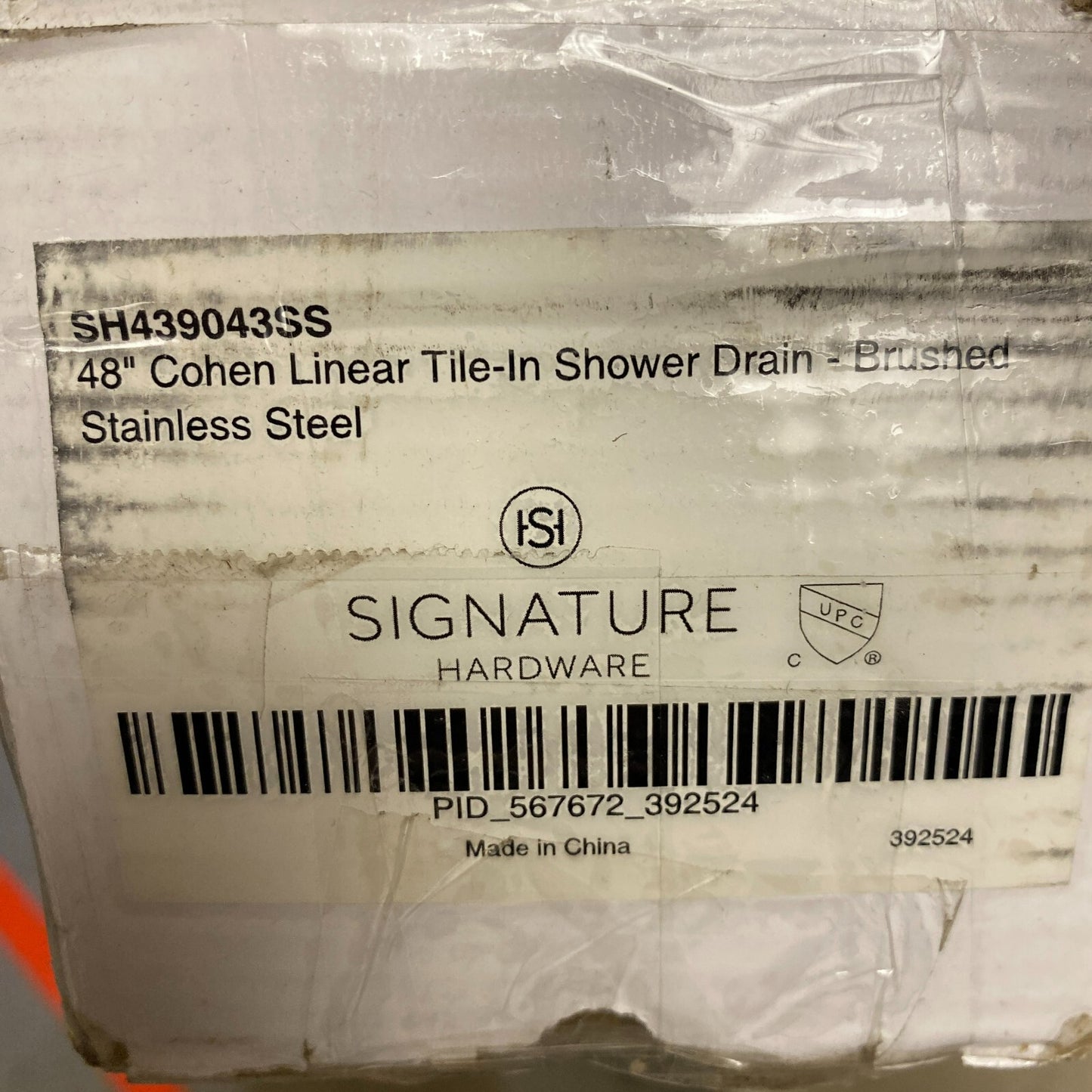 Signature Hardware 48" Cohen Linear Tile-In Shower Drain - Brushed Stainless S..