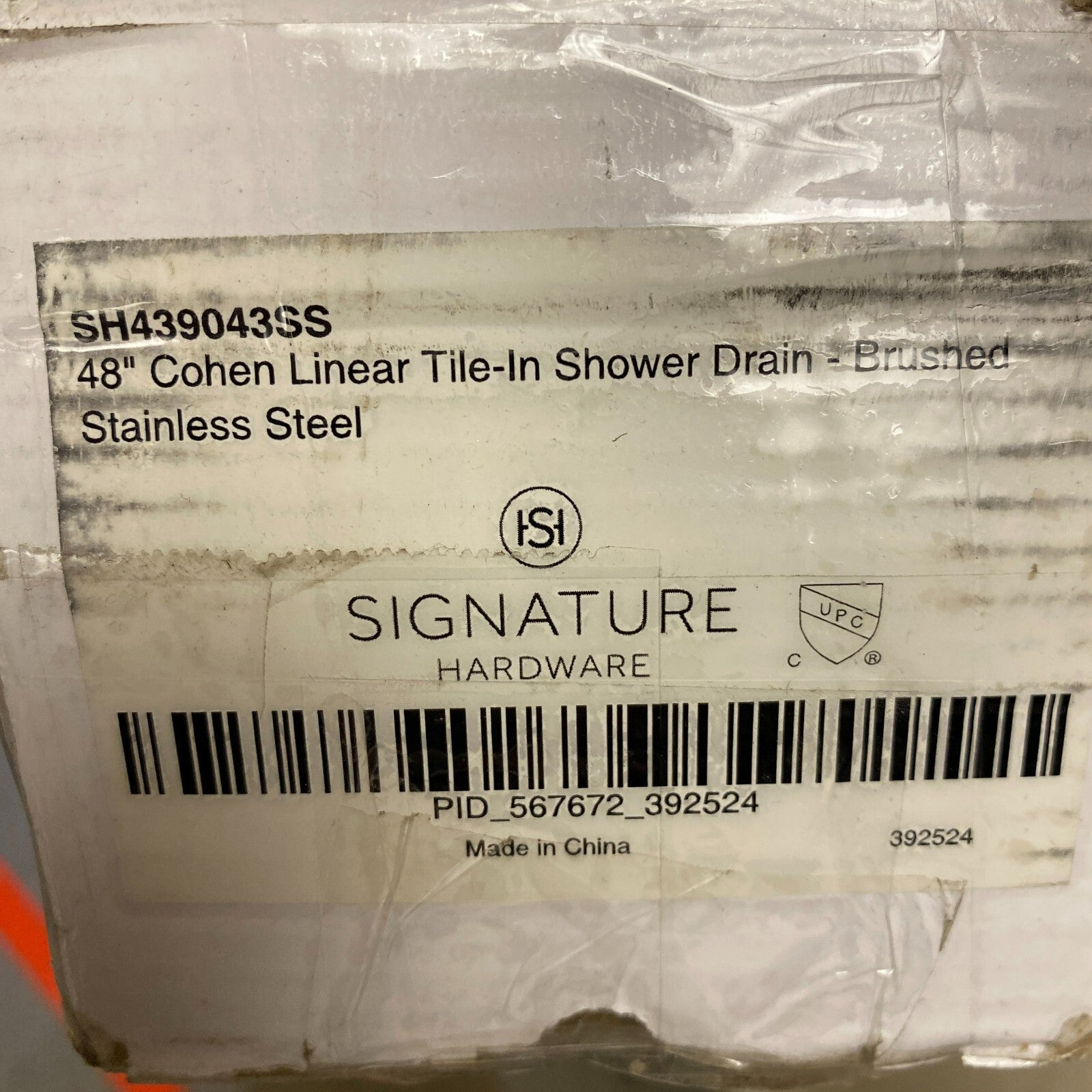 Signature Hardware 48" Cohen Linear Tile-In Shower Drain - Brushed Stainless S..