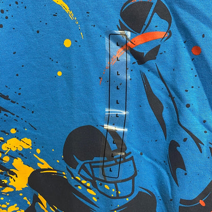 DSG Boys' Cotton Graphic T-Shirt Ibiza Blue Touchdown Football DAB21108