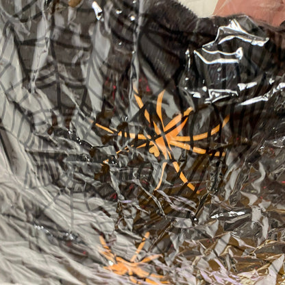 Stretchable Spider Web Decoration Black w/ Orange Spider Accents