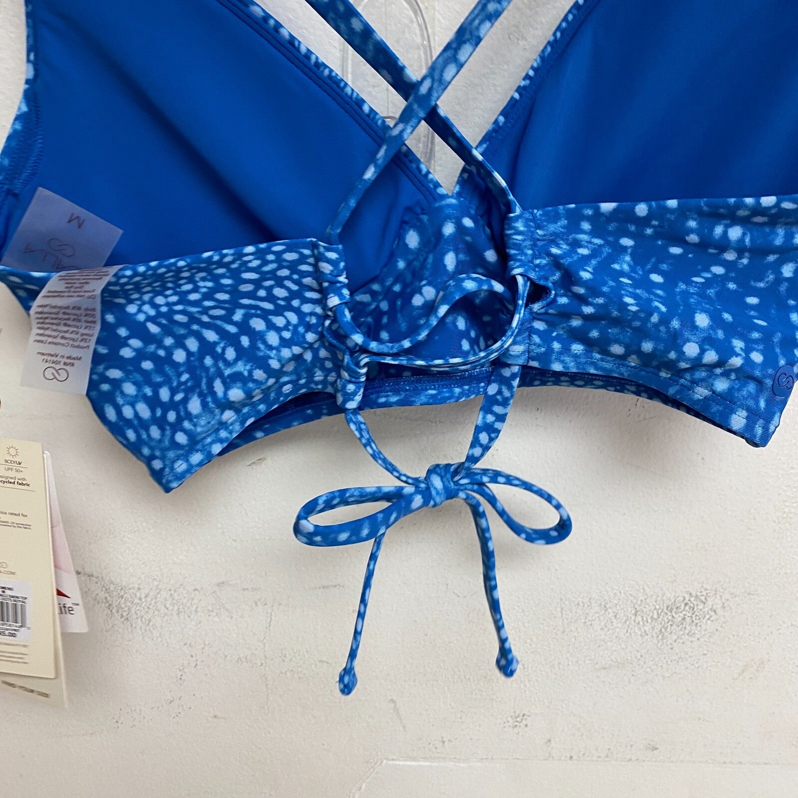 Calia Women's Triangle Cross back Bikini Top Deep Sea Dots Royal WSA23201PRT