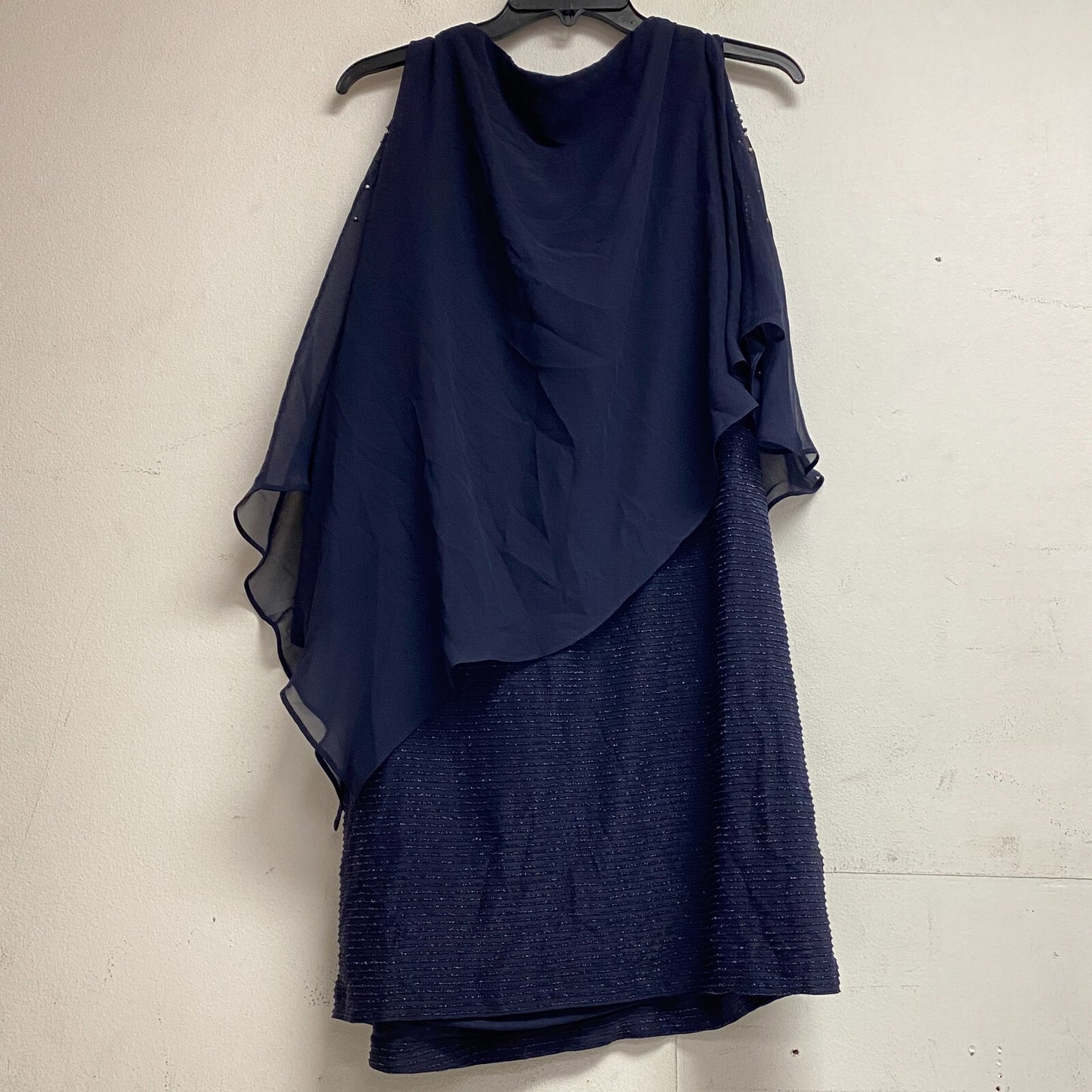 Dj-jaz 3/4 sleeve embellished sheath dress open slit sleeves Size 18 navy blue