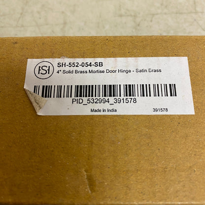 Signature Hardware 4" Solid Brass Mortise Door Hinge - Satin Brass