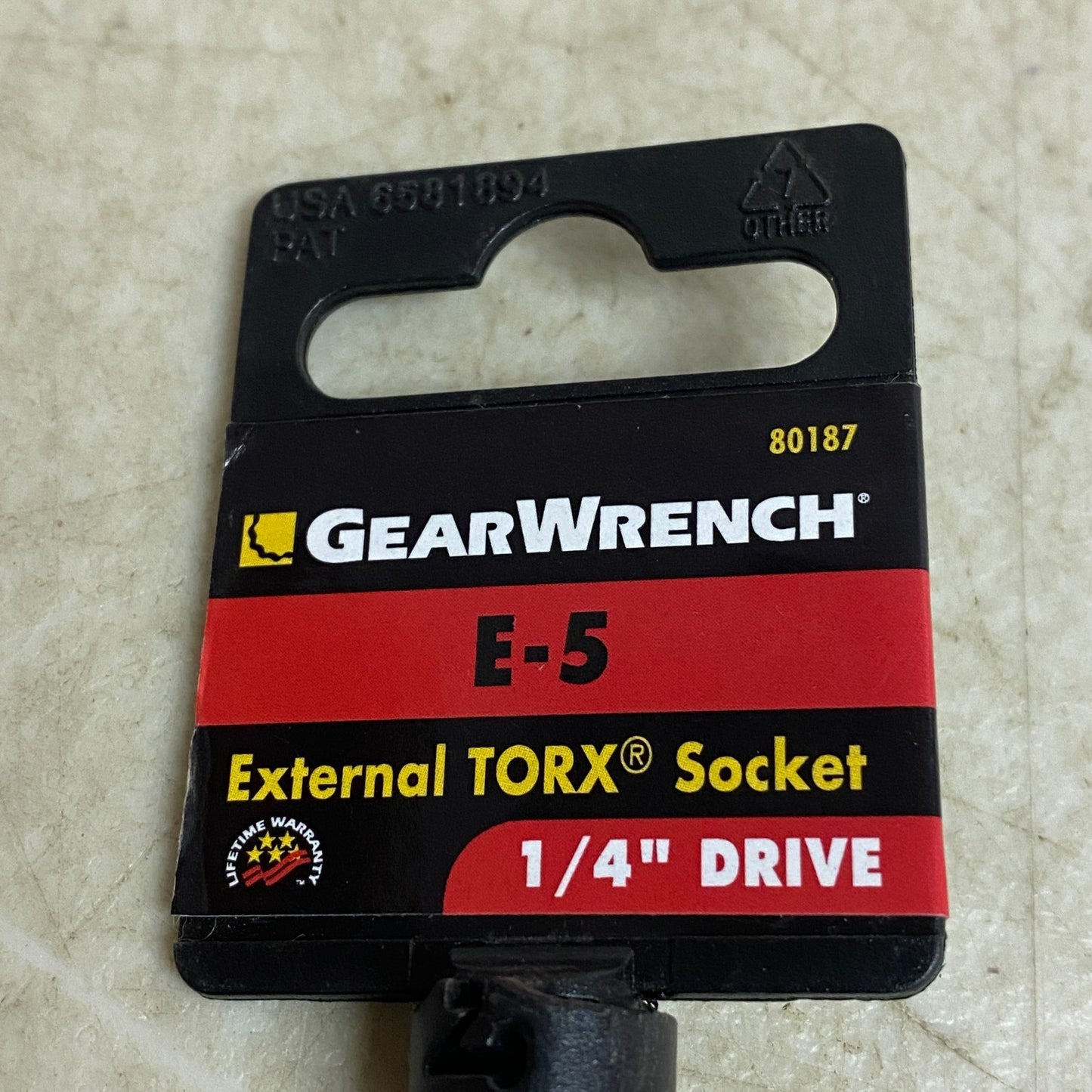 GEARWRENCH ¼″ Drive External Trox Socket E5 Black Oxide Finish 80187