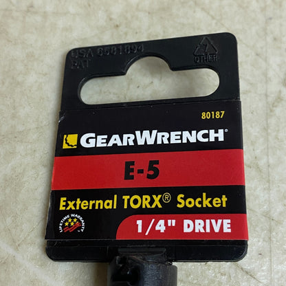 GEARWRENCH ¼″ Drive External Trox Socket E5 Black Oxide Finish 80187