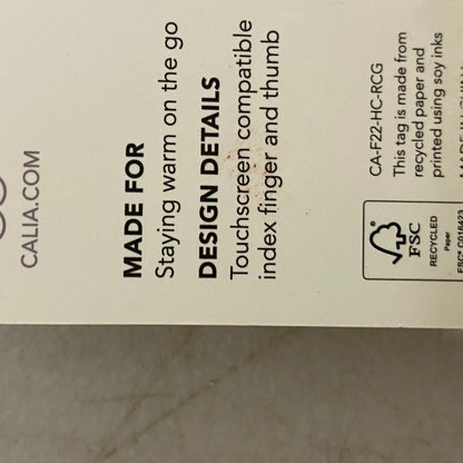 Calia Womens Ribbed Cuffed Glove Unbleached Winter Warm Solid Snow CAC2203