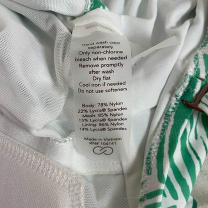 Calia Womenâs Tie-Front Tankini Palm Green Medium Support Swim Top WSA22302PRT