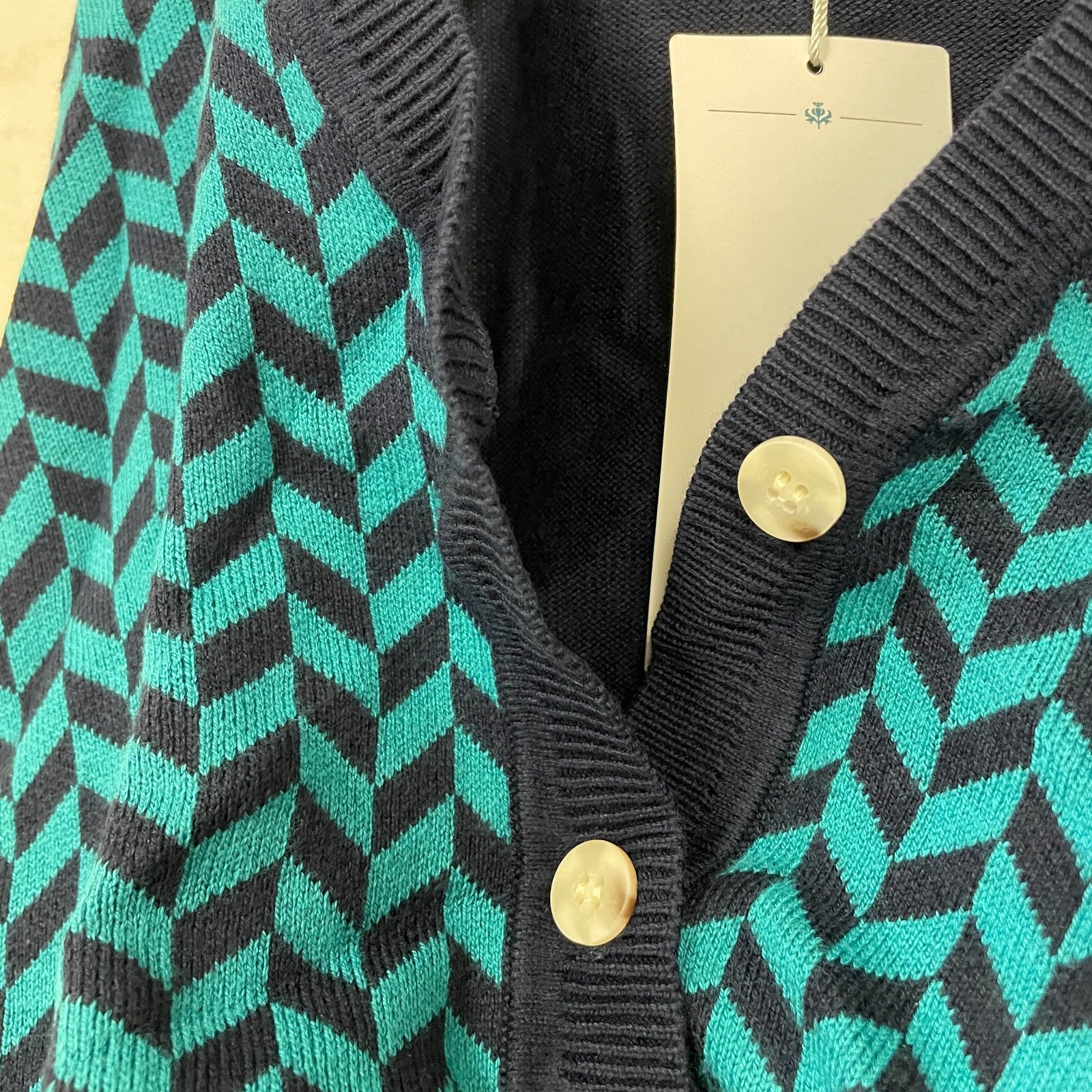 Lady Hagen Womenâs Sweater Cardigan Herringbone Dark Navy WGH36300