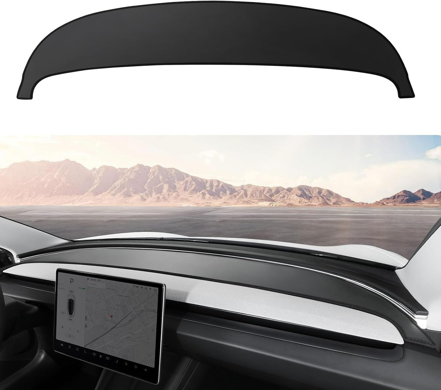BASENOR Dash Cover Black for 2024–2025 Tesla Model 3 Highland Anti-Glare