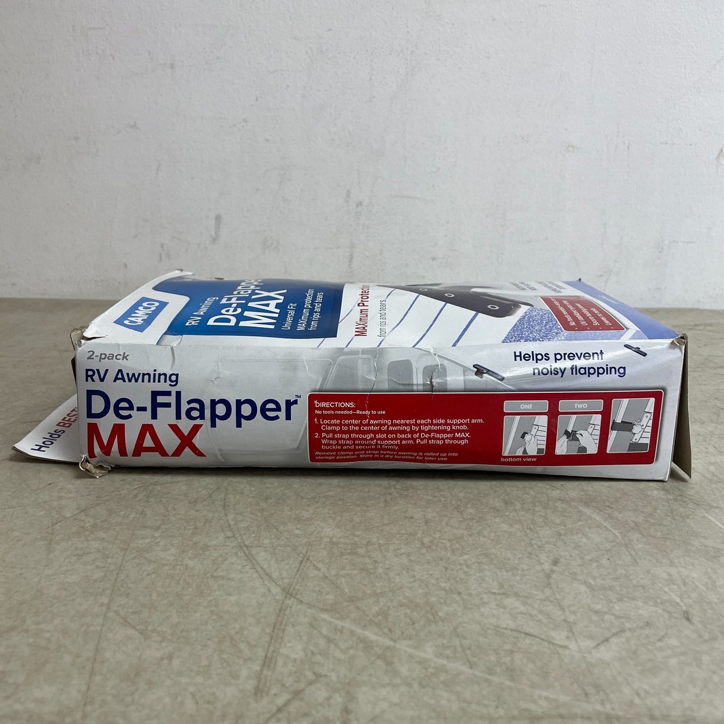 Camco RV Awning De-Flapper Max 2-Pack Black Fabric Clamps Model 42251