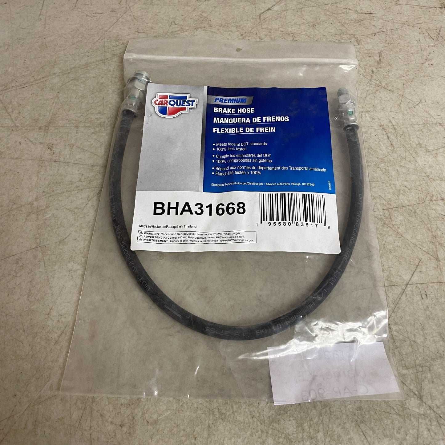 Carquest Wearever BHA31668 Brake Hose Assembly EPDM Black, Male–Female Ends