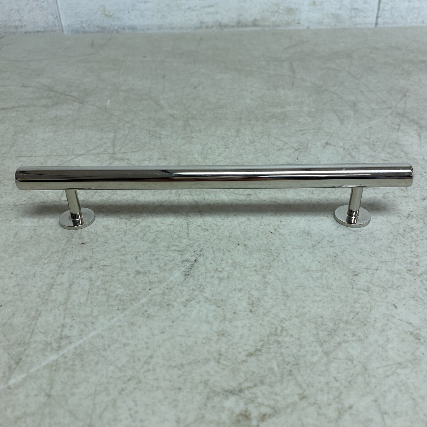 SIGNATURE HARDWARE Diehl Adjustable Round Brass Drawer 8'' Pull Brushed Nickel