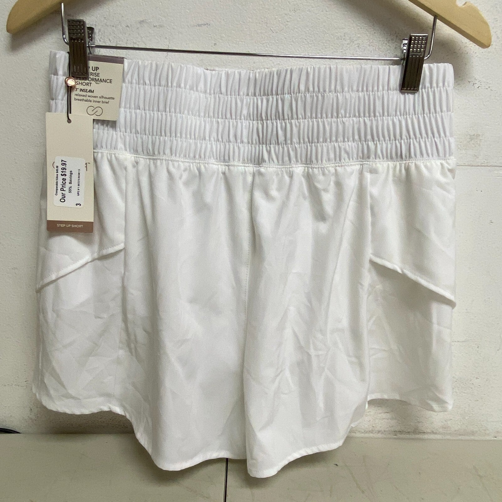 Calia Woven High Rise Petal Hem Step Up Short Pure White WAX12259PRT BRAND NEW