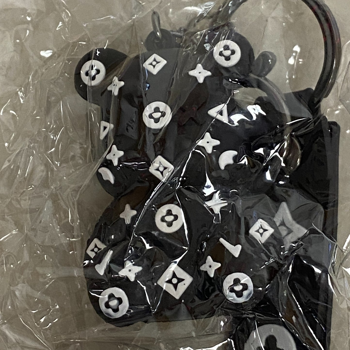 Assorted Louis Viton Silicone With 3D Black Bear Keychain/Bag Charm/Car Ornament